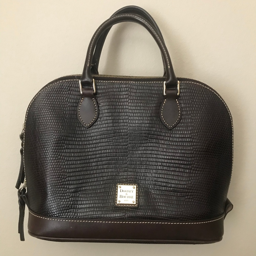 Dooney and Bourke Brown Embossed Lizard Satchel